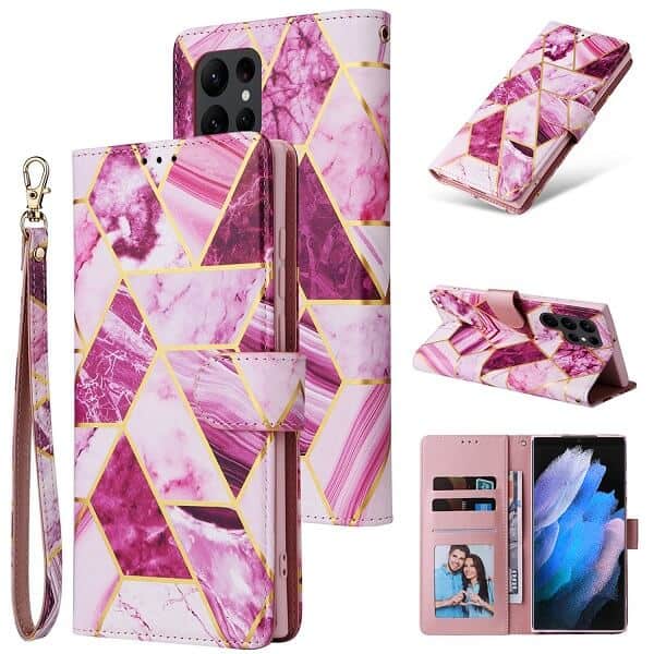 For Samsung Galaxy S23 Ultra Case Fashion Marble Painting Pattern Flip Wallet Case Leather Card Slots Stand Cover (Purple Gilding) For Samsung Galaxy S23 Ultra Case Fashion Marble Painting Pattern Flip Wallet Case Leather Card Slots Stand Cover (Purple Gilding)